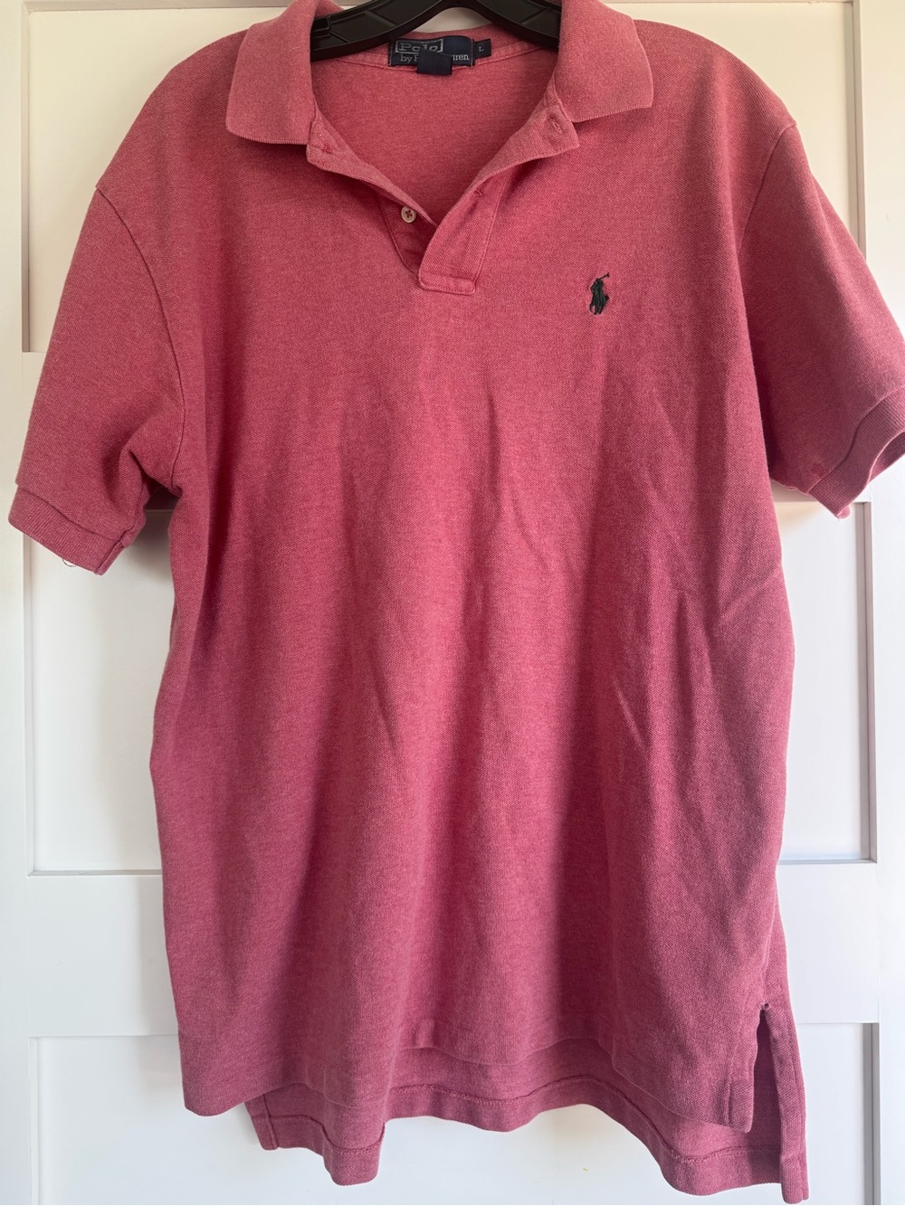 Polo Ralph Lauren Mens L Polo Shirt Faded Red 100% Cotton Navy Pony